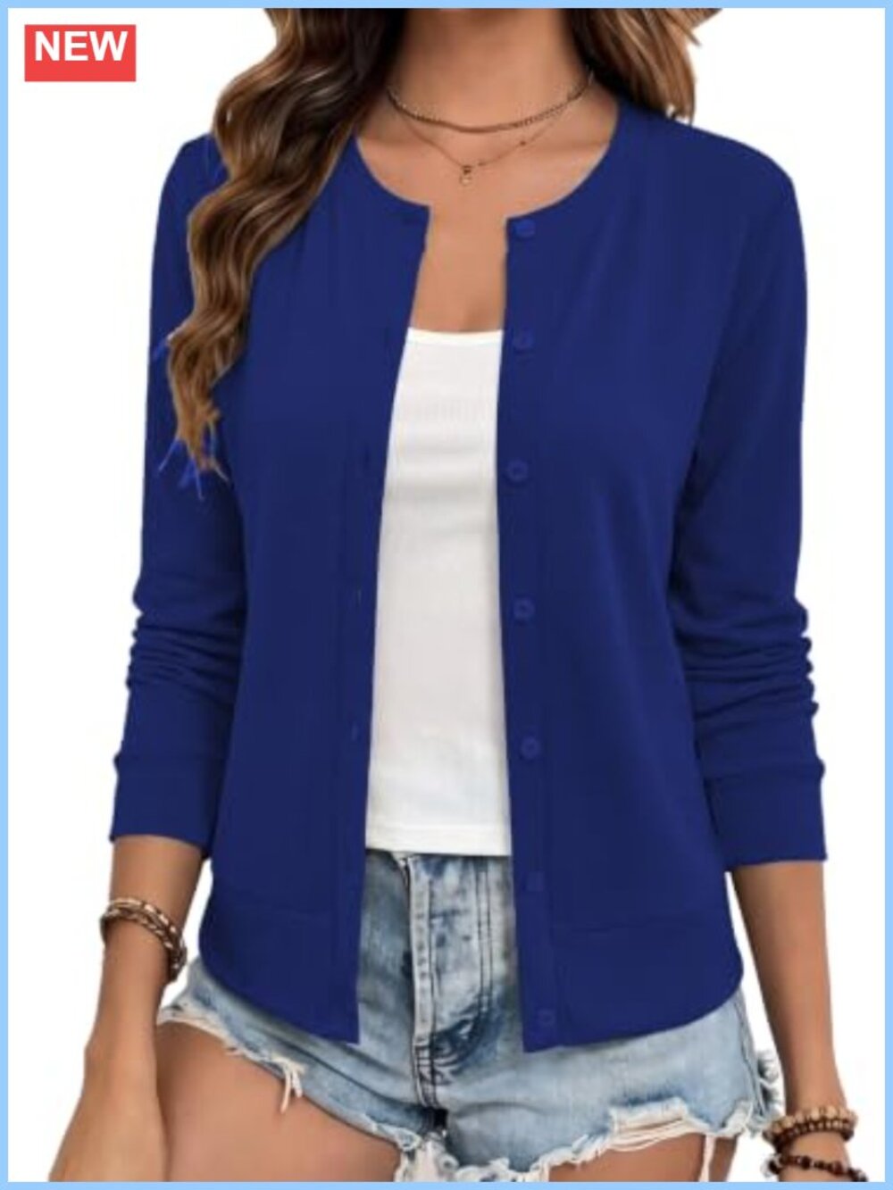 Womens Long Sleeve Button Down Cardigan Soft Knit Lightweight Open Front Sweater